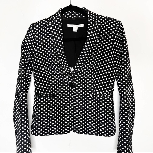 Diane Von Furstenberg Polka Dot Black & White Blazer SZ 2 - Picture 2 of 7